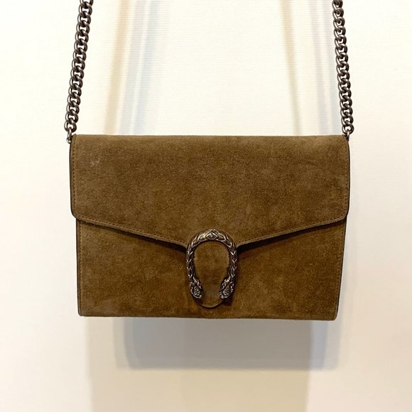 Gucci Brown Suede Dionysus Clutch Wallet On Chain - Picture 2 of 16